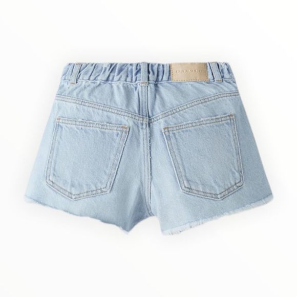 ZARA Kids | Light Blue | High Waist Damaged Denim Shorts - Picture 3 of 7